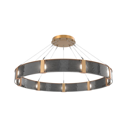 Parallel Ring LED Chandelier in Novel Brass/Smoke Granite Blown Glass (60-Inch).