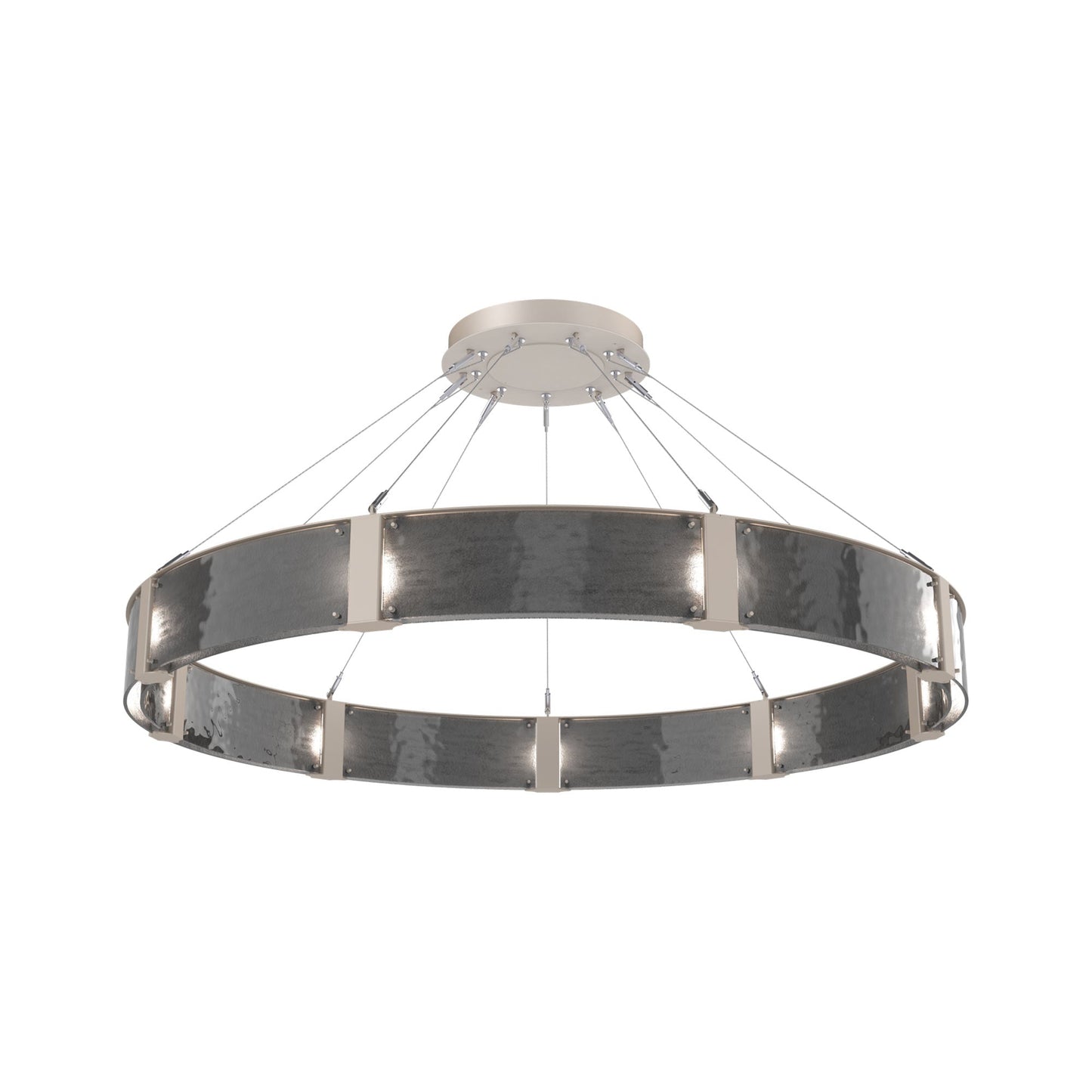Parallel Ring LED Chandelier in Beige Silver/Smoke Granite Blown Glass (60-Inch).