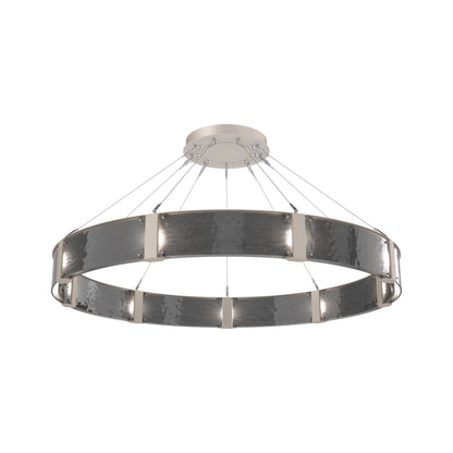 Parallel Ring LED Chandelier in Beige Silver/Smoke Granite Blown Glass (60-Inch).