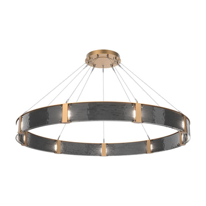 Parallel Ring LED Chandelier in Novel Brass/Smoke Granite Blown Glass (72-Inch).