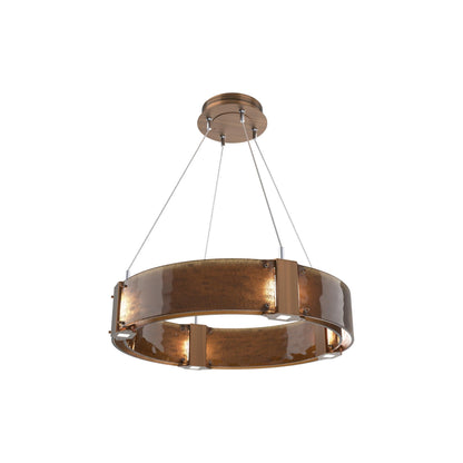 Parallel Ring LED Chandelier in Oil Rubbed Bronze/Bronze Granite Blown Glass (23.9-Inch).
