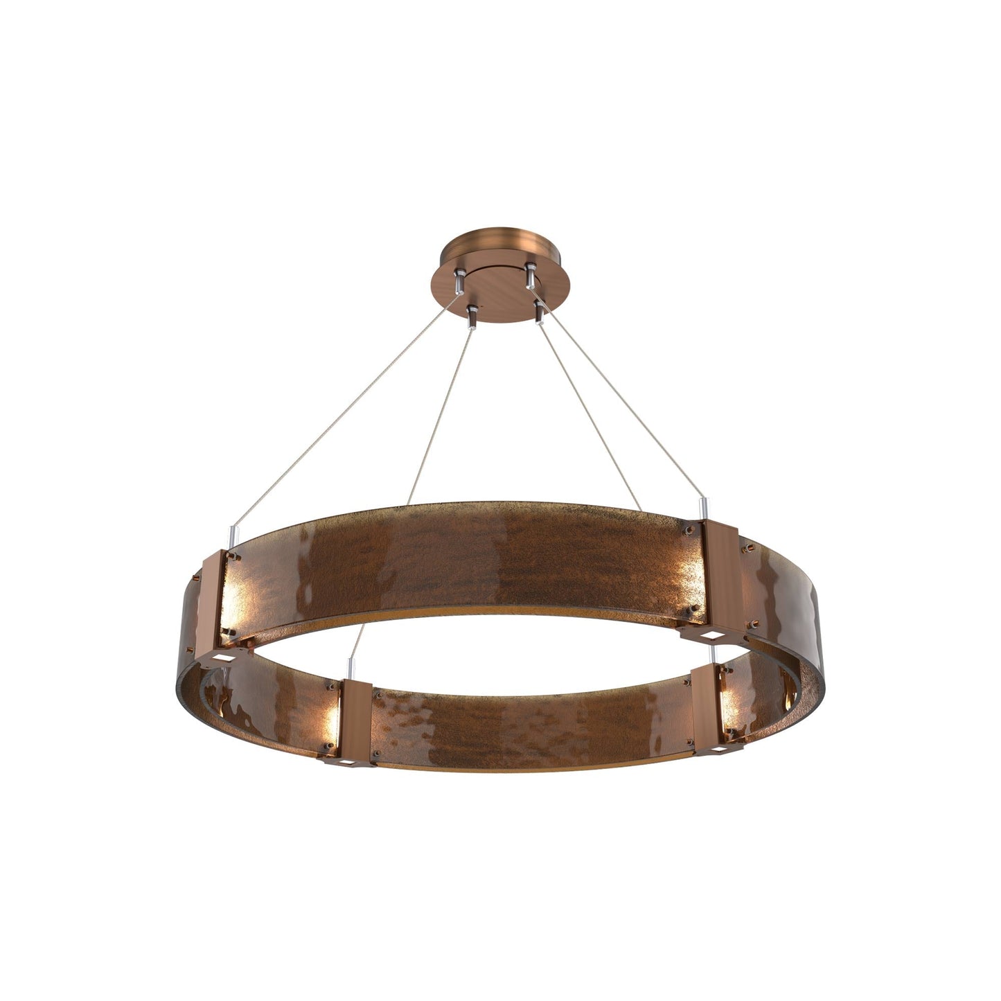 Parallel Ring LED Chandelier in Oil Rubbed Bronze/Bronze Granite Blown Glass (32.6-Inch).