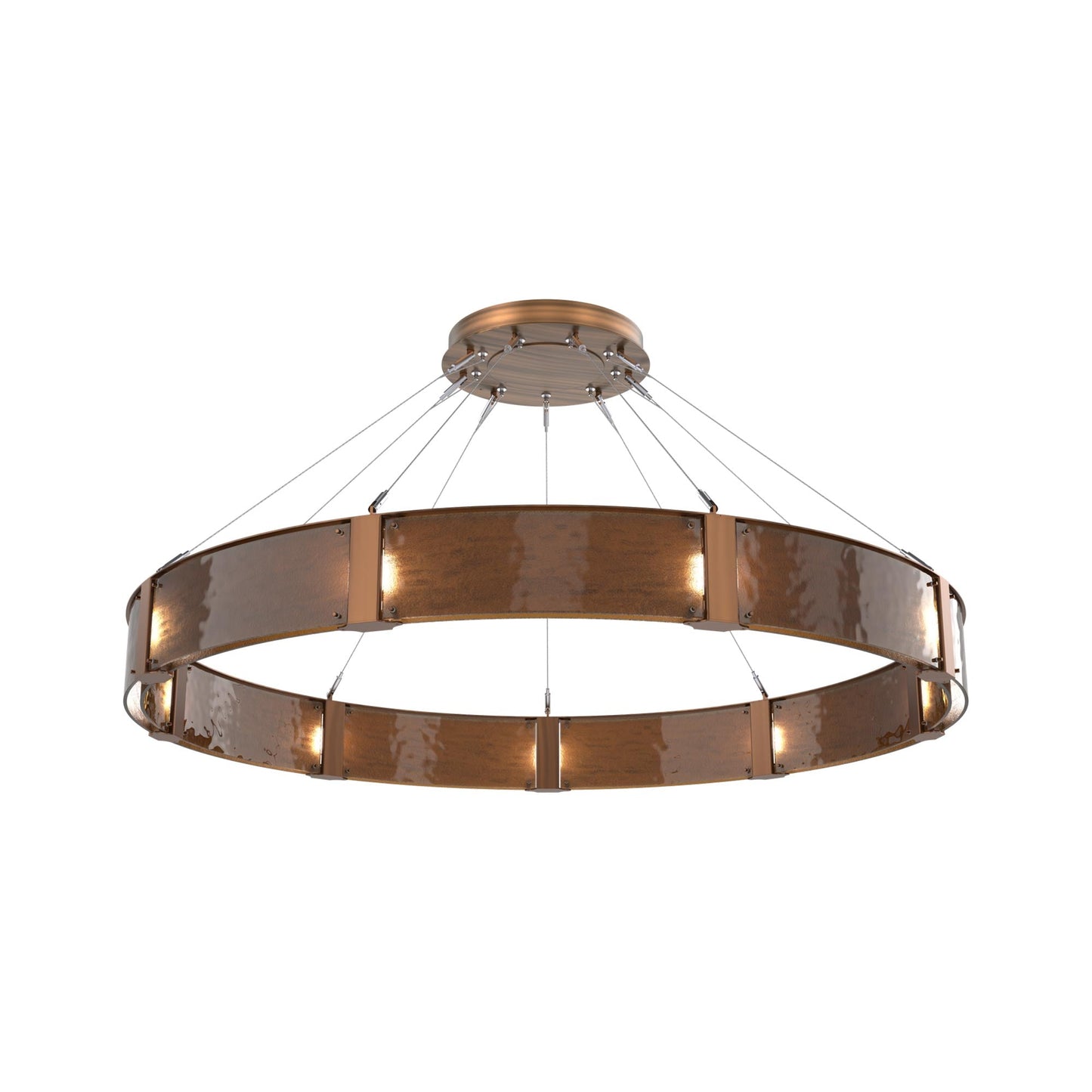Parallel Ring LED Chandelier in Oil Rubbed Bronze/Bronze Granite Blown Glass (60-Inch).
