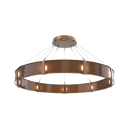 Parallel Ring LED Chandelier in Oil Rubbed Bronze/Bronze Granite Blown Glass (60-Inch).