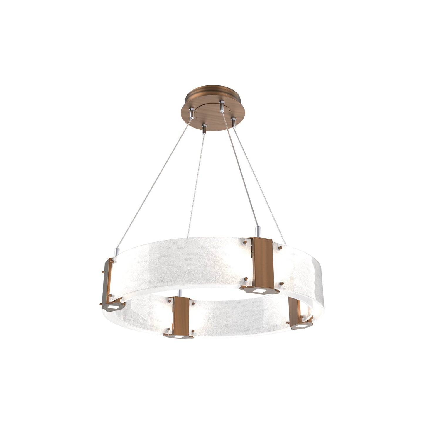 Parallel Ring LED Chandelier in Oil Rubbed Bronze/Clear Granite Blown Glass (23.9-Inch).