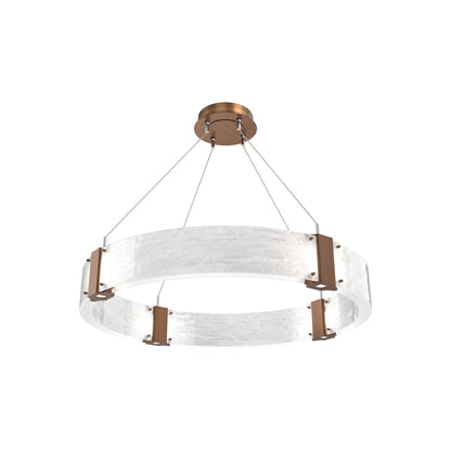 Parallel Ring LED Chandelier in Oil Rubbed Bronze/Clear Granite Blown Glass (32.6-Inch).