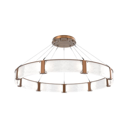 Parallel Ring LED Chandelier in Oil Rubbed Bronze/Clear Granite Blown Glass (60-Inch).