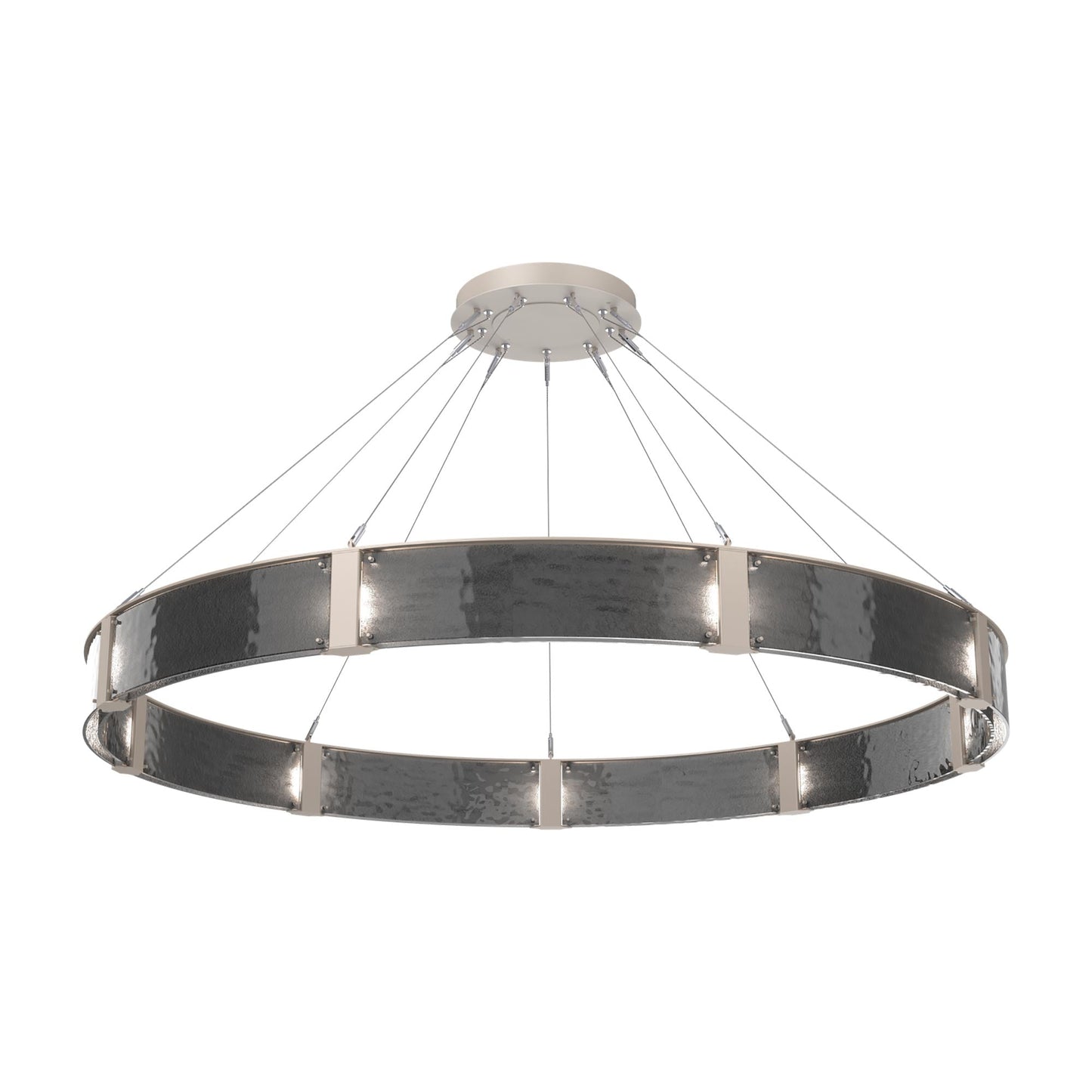 Parallel Ring LED Chandelier in Beige Silver/Smoke Granite Blown Glass (72-Inch).