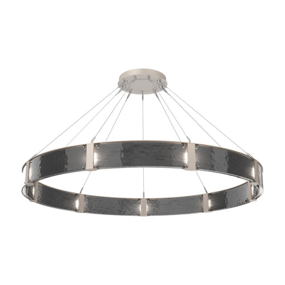 Parallel Ring LED Chandelier in Beige Silver/Smoke Granite Blown Glass (72-Inch).