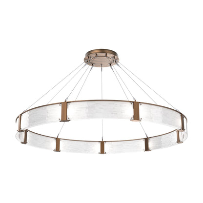 Parallel Ring LED Chandelier in Oil Rubbed Bronze/Clear Granite Blown Glass (72-Inch).
