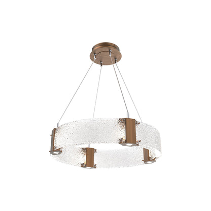 Parallel Ring LED Chandelier in Oil Rubbed Bronze/Crystal Rimelight Blown Glass (23.9-Inch).