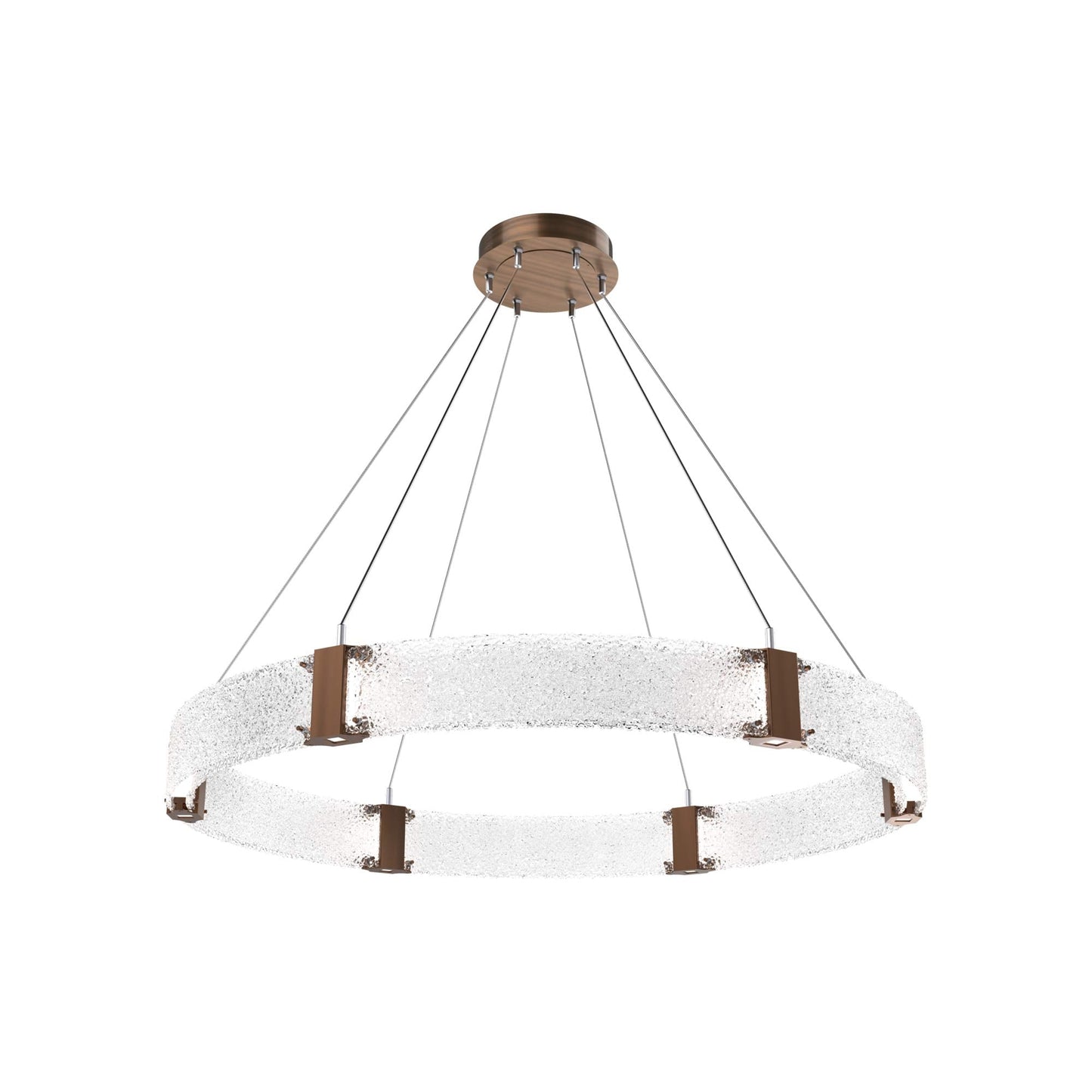 Parallel Ring LED Chandelier in Oil Rubbed Bronze/Crystal Rimelight Blown Glass (48-Inch).