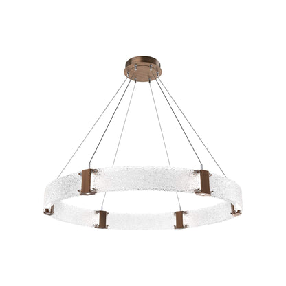 Parallel Ring LED Chandelier in Oil Rubbed Bronze/Crystal Rimelight Blown Glass (48-Inch).