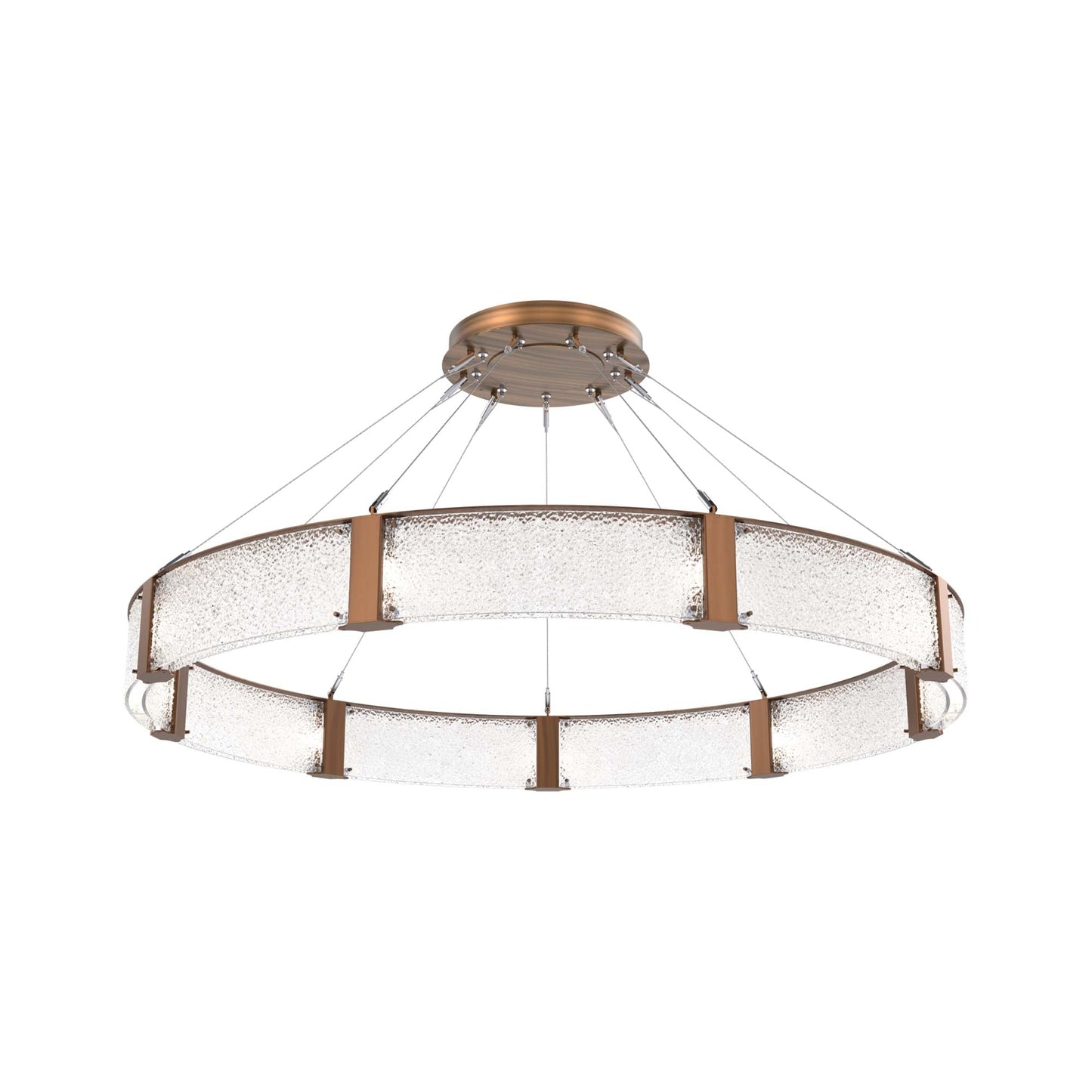 Parallel Ring LED Chandelier in Oil Rubbed Bronze/Crystal Rimelight Blown Glass (60-Inch).