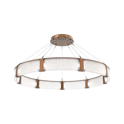 Parallel Ring LED Chandelier in Oil Rubbed Bronze/Crystal Rimelight Blown Glass (60-Inch).
