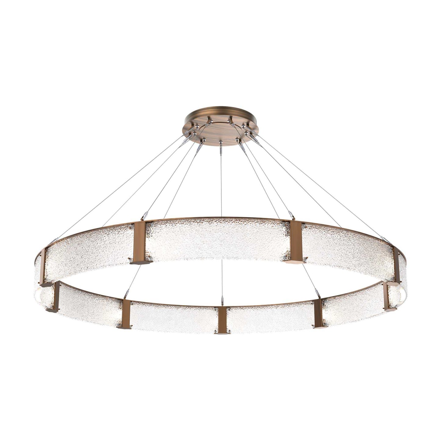 Parallel Ring LED Chandelier in Oil Rubbed Bronze/Crystal Rimelight Blown Glass (72-Inch).