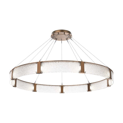 Parallel Ring LED Chandelier in Oil Rubbed Bronze/Crystal Rimelight Blown Glass (72-Inch).