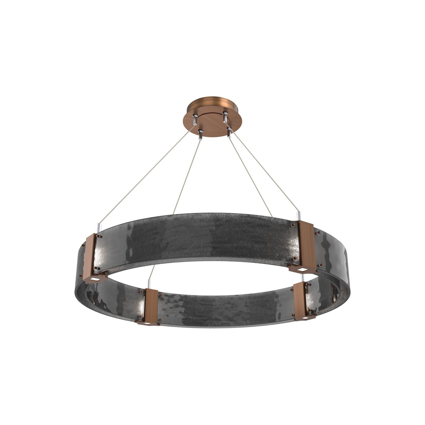 Parallel Ring LED Chandelier in Oil Rubbed Bronze/Smoke Granite Blown Glass (32.6-Inch).