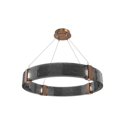 Parallel Ring LED Chandelier in Oil Rubbed Bronze/Smoke Granite Blown Glass (32.6-Inch).