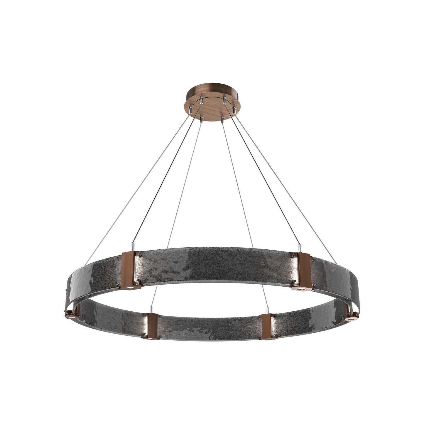 Parallel Ring LED Chandelier in Oil Rubbed Bronze/Smoke Granite Blown Glass (48-Inch).