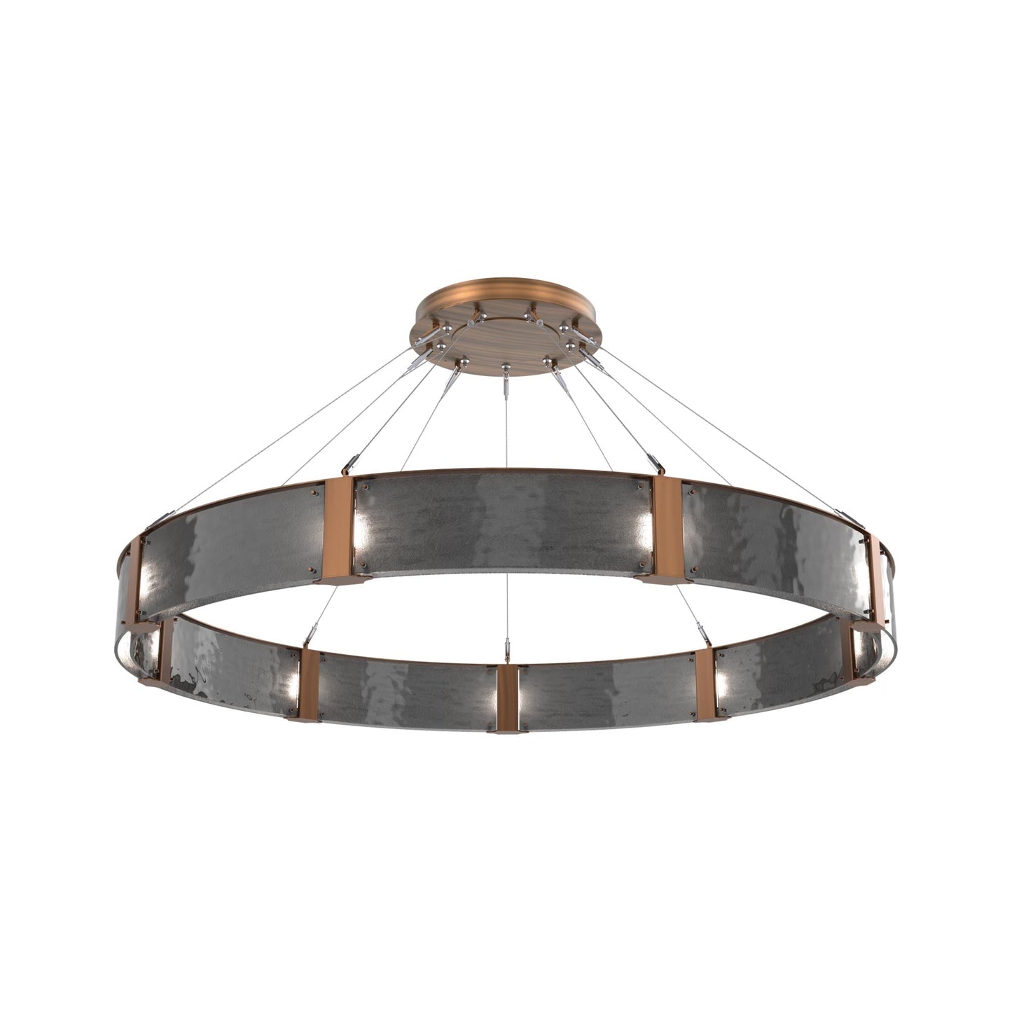 Parallel Ring LED Chandelier in Oil Rubbed Bronze/Smoke Granite Blown Glass (60-Inch).