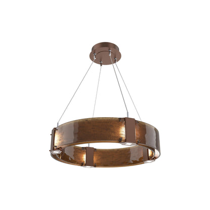 Parallel Ring LED Chandelier in Burnished Bronze/Bronze Granite Blown Glass (23.9-Inch).