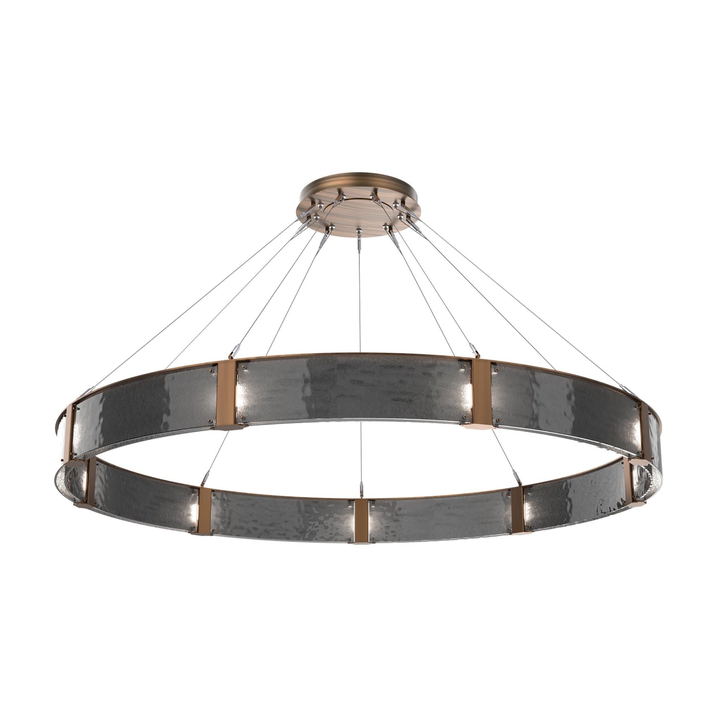 Parallel Ring LED Chandelier in Oil Rubbed Bronze/Smoke Granite Blown Glass (72-Inch).