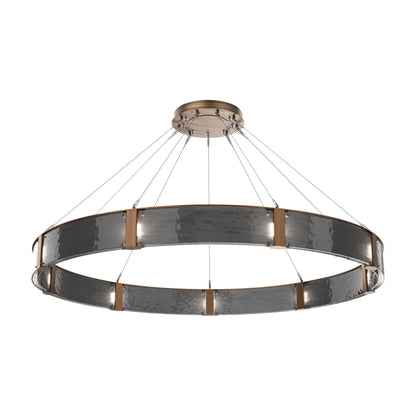 Parallel Ring LED Chandelier in Oil Rubbed Bronze/Smoke Granite Blown Glass (72-Inch).