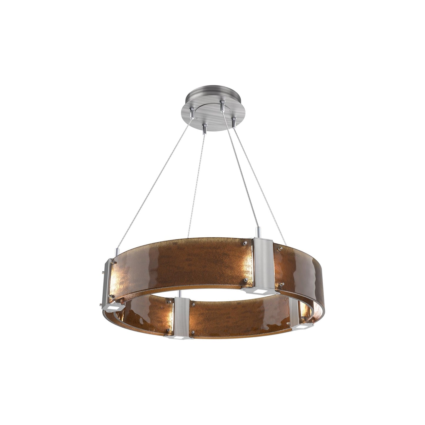 Parallel Ring LED Chandelier in Satin Nickel/Bronze Granite Blown Glass (23.9-Inch).