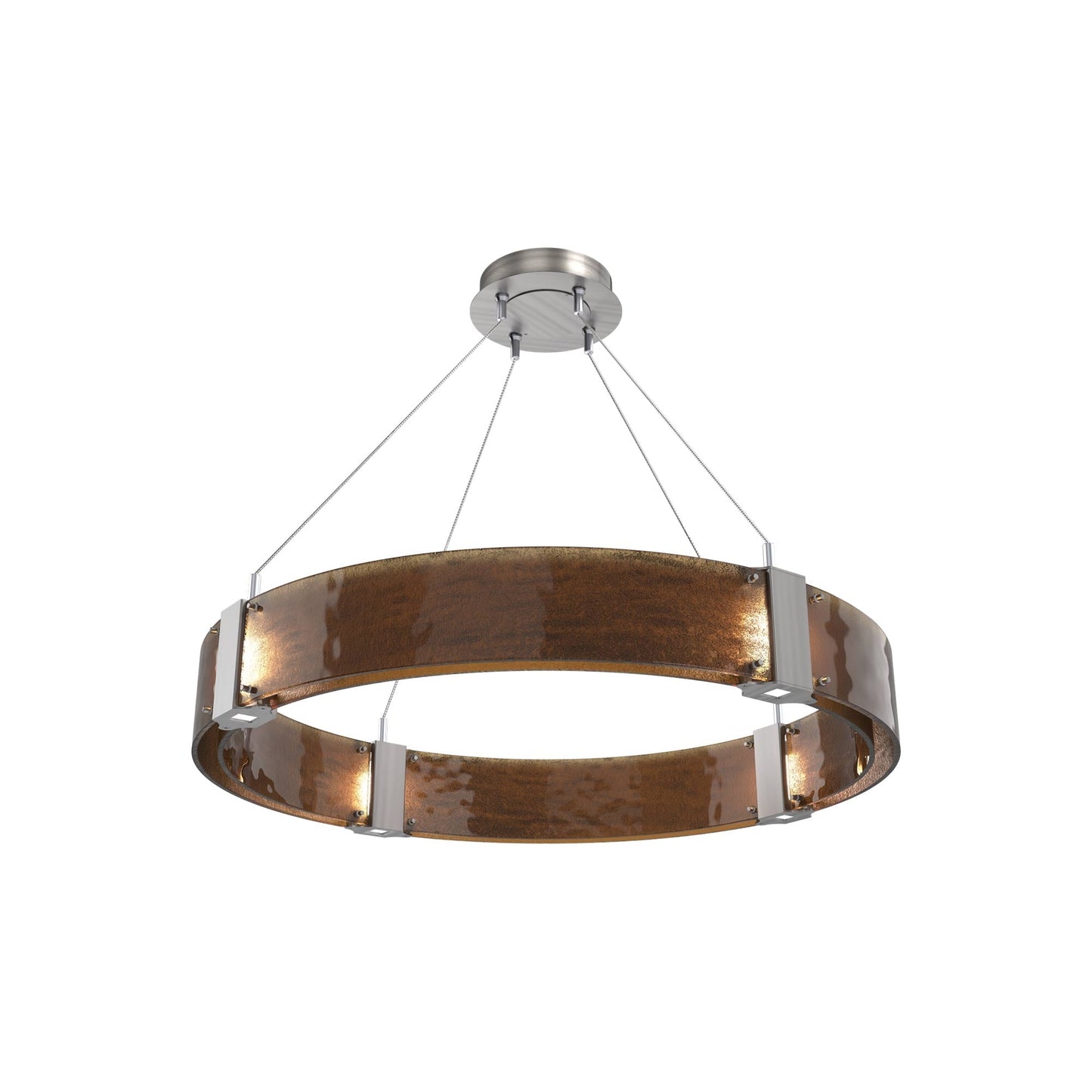Parallel Ring LED Chandelier in Satin Nickel/Bronze Granite Blown Glass (32.6-Inch).