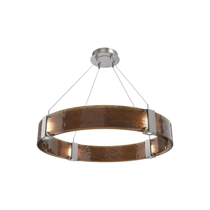 Parallel Ring LED Chandelier in Satin Nickel/Bronze Granite Blown Glass (32.6-Inch).