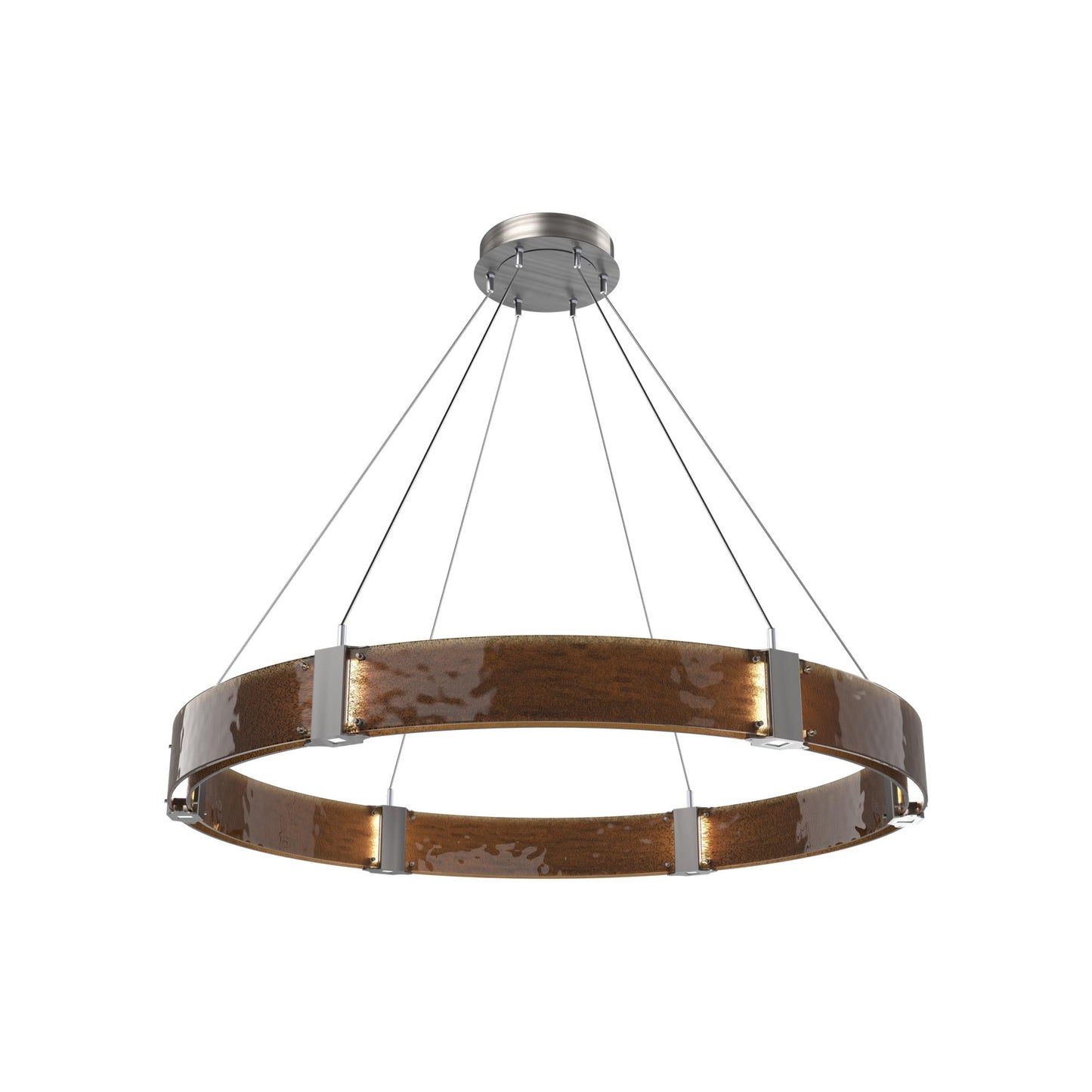 Parallel Ring LED Chandelier in Satin Nickel/Bronze Granite Blown Glass (48-Inch).
