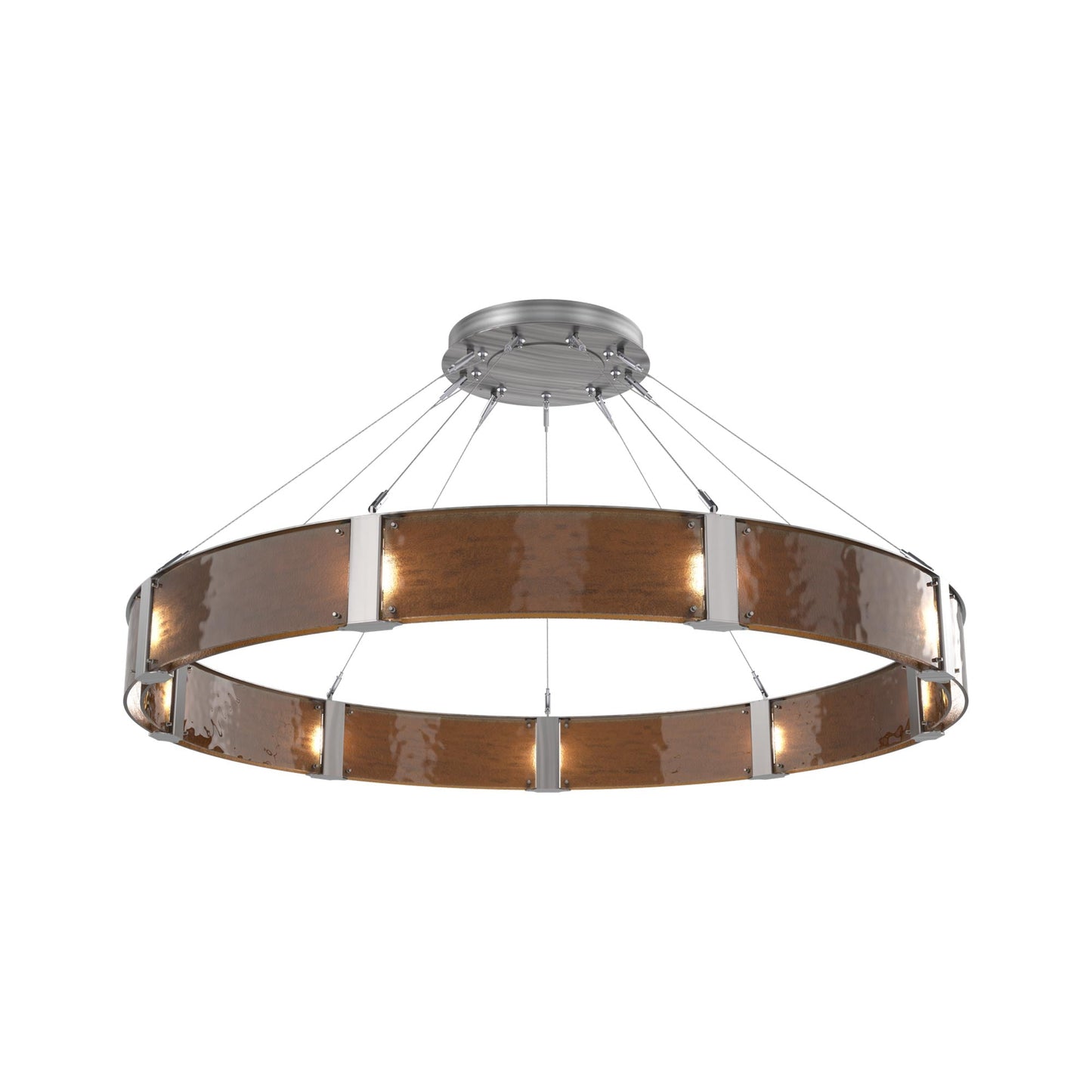 Parallel Ring LED Chandelier in Satin Nickel/Bronze Granite Blown Glass (60-Inch).
