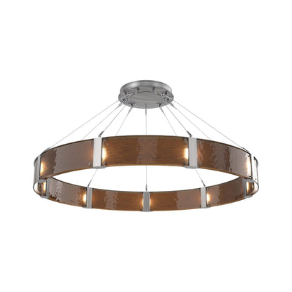 Parallel Ring LED Chandelier in Satin Nickel/Bronze Granite Blown Glass (60-Inch).