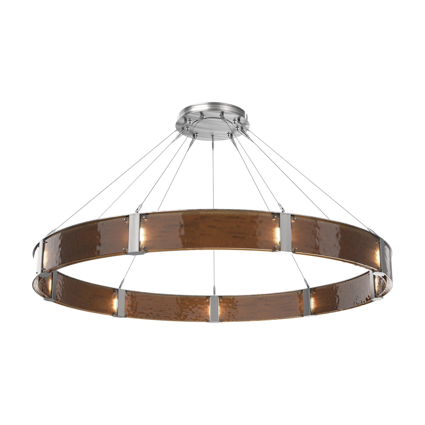 Parallel Ring LED Chandelier in Satin Nickel/Bronze Granite Blown Glass (72-Inch).