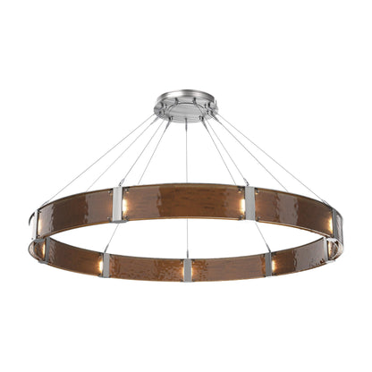 Parallel Ring LED Chandelier in Satin Nickel/Bronze Granite Blown Glass (72-Inch).