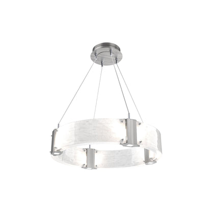 Parallel Ring LED Chandelier in Satin Nickel/Clear Granite Blown Glass (23.9-Inch).