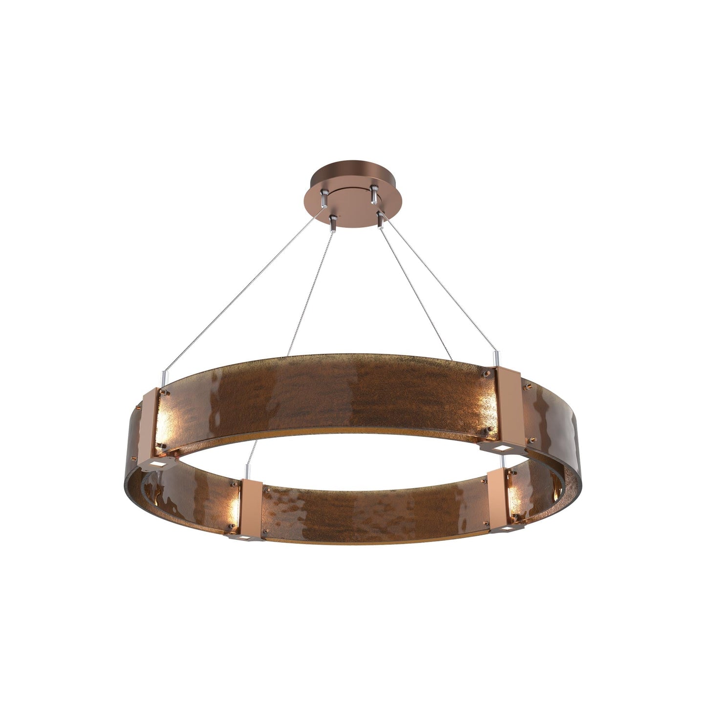 Parallel Ring LED Chandelier in Burnished Bronze/Bronze Granite Blown Glass (32.6-Inch).