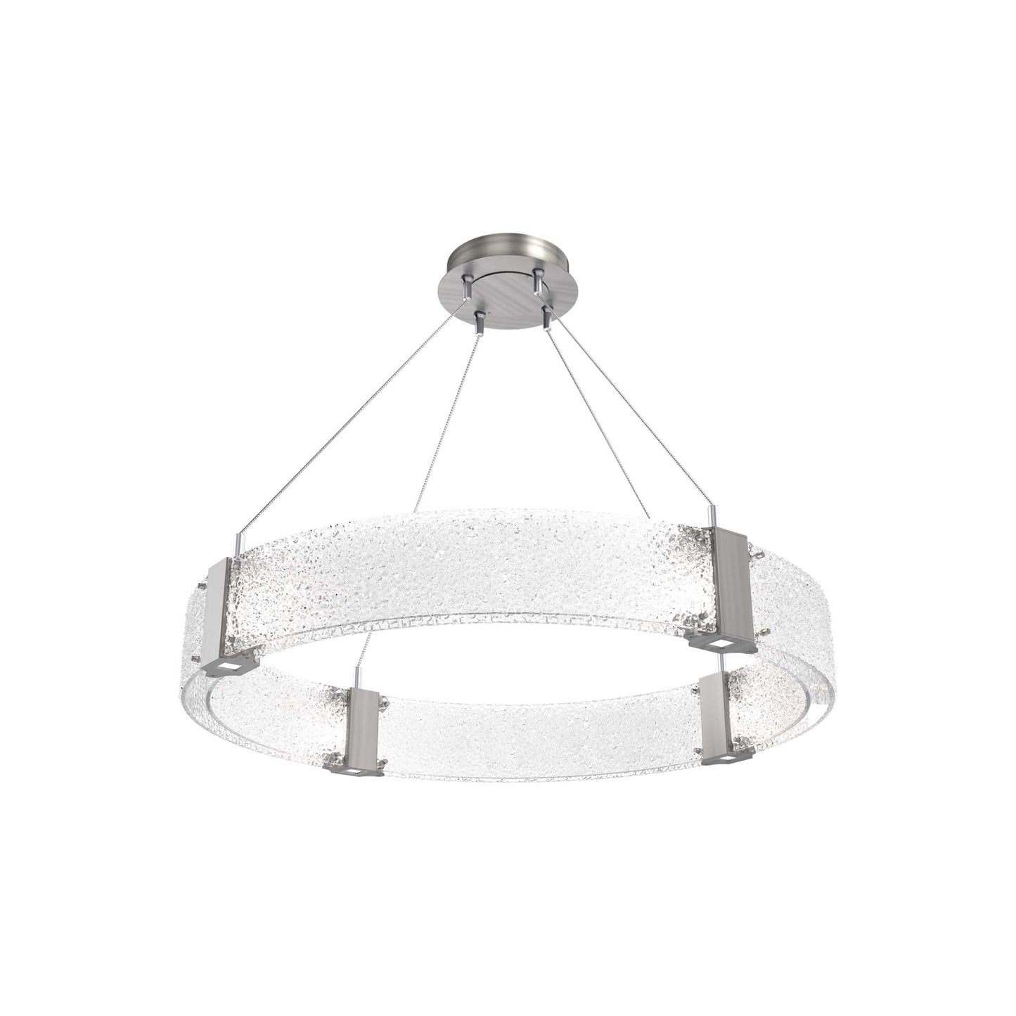 Parallel Ring LED Chandelier in Satin Nickel/Crystal Rimelight Blown Glass (32.6-Inch).