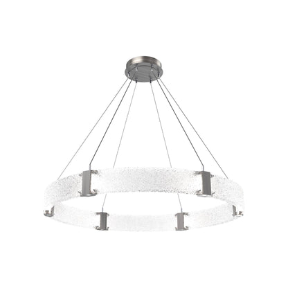 Parallel Ring LED Chandelier in Satin Nickel/Crystal Rimelight Blown Glass (48-Inch).