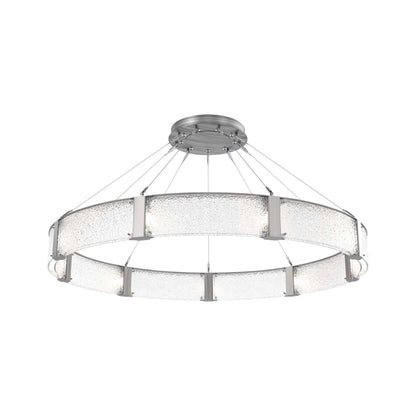 Parallel Ring LED Chandelier in Satin Nickel/Crystal Rimelight Blown Glass (60-Inch).