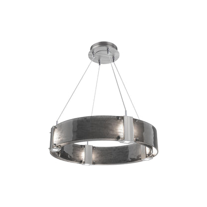 Parallel Ring LED Chandelier in Satin Nickel/Smoke Granite Blown Glass (23.9-Inch).