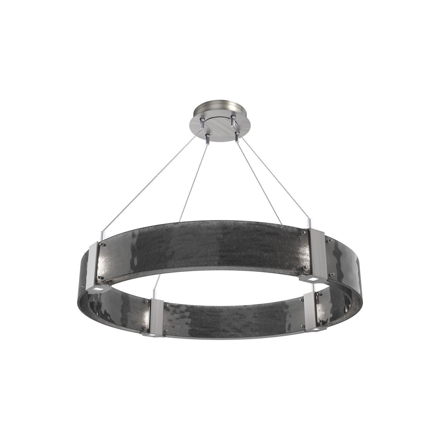 Parallel Ring LED Chandelier in Satin Nickel/Smoke Granite Blown Glass (32.6-Inch).
