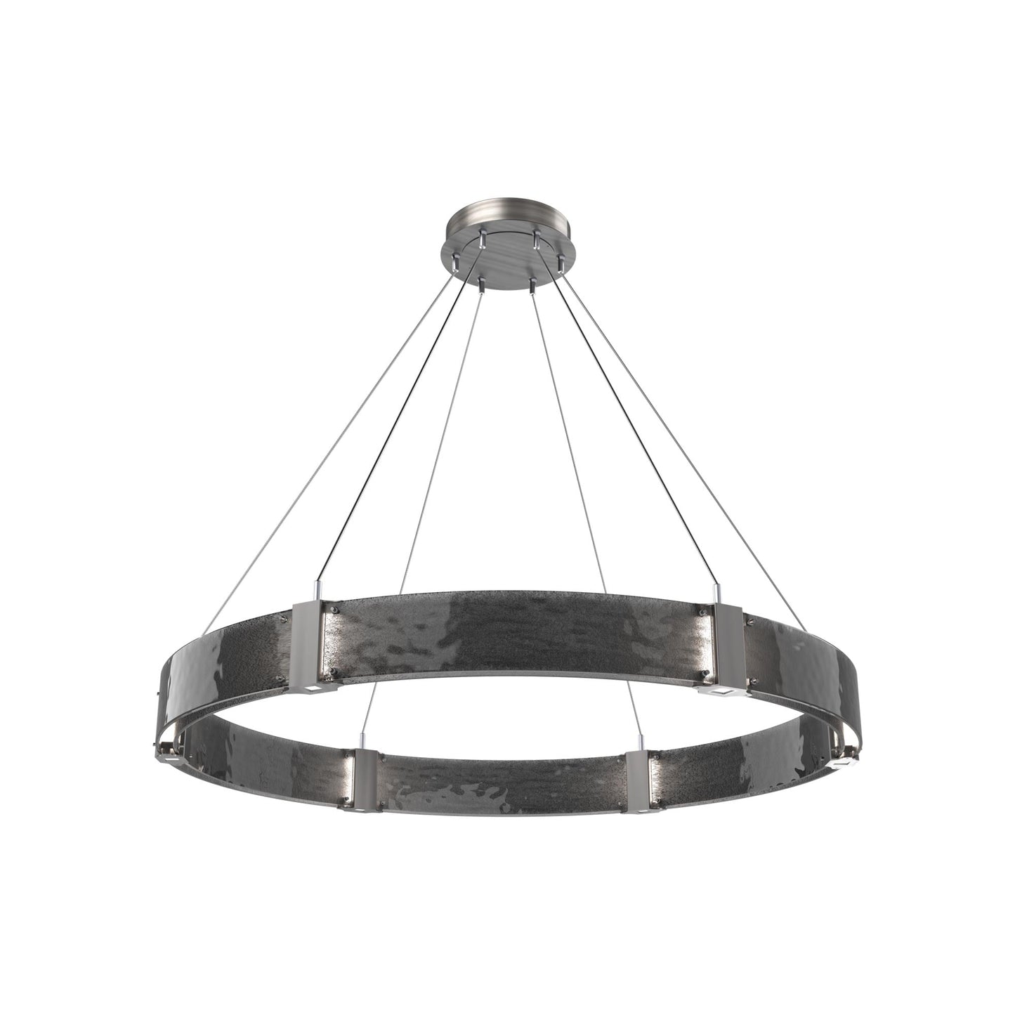 Parallel Ring LED Chandelier in Satin Nickel/Smoke Granite Blown Glass (48-Inch).