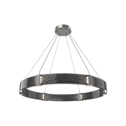 Parallel Ring LED Chandelier in Satin Nickel/Smoke Granite Blown Glass (48-Inch).