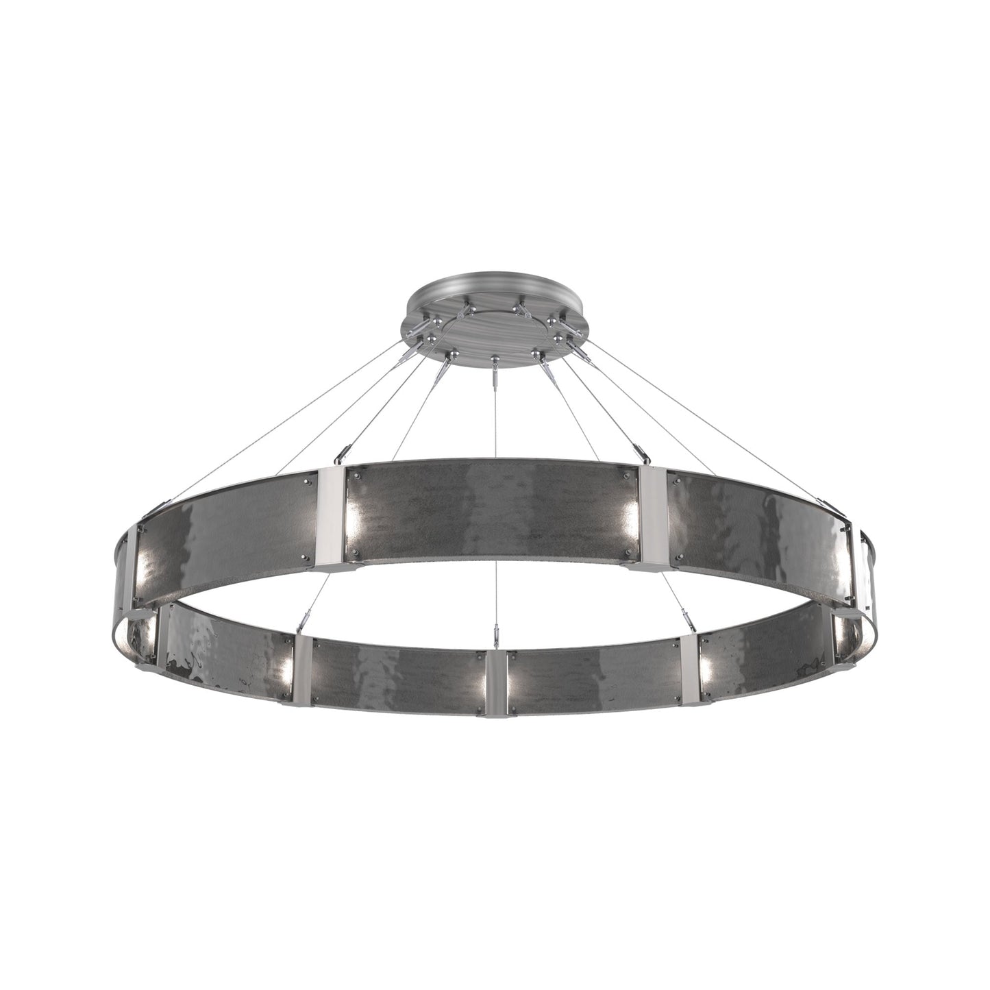 Parallel Ring LED Chandelier in Satin Nickel/Smoke Granite Blown Glass (60-Inch).