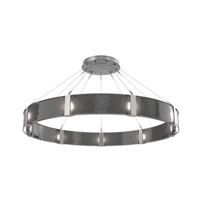 Parallel Ring LED Chandelier in Satin Nickel/Smoke Granite Blown Glass (60-Inch).