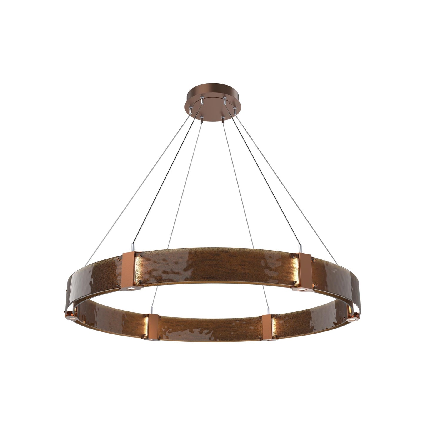 Parallel Ring LED Chandelier in Burnished Bronze/Bronze Granite Blown Glass (48-Inch).