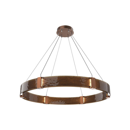Parallel Ring LED Chandelier in Burnished Bronze/Bronze Granite Blown Glass (48-Inch).
