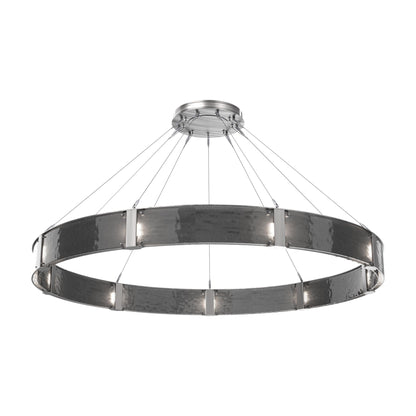 Parallel Ring LED Chandelier in Satin Nickel/Smoke Granite Blown Glass (72-Inch).